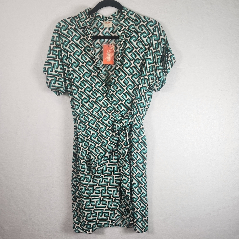 Women's INTEMPO Short Sleeve Faux Wrap Dress. NWT - Picture 2 of 11